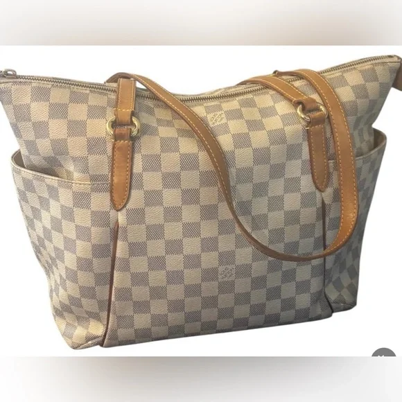 Louis Vuitton Damier Azure Shoulder Bag Tote with Zipper Totally MM - Picture 1 of 7